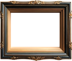 AI generated an empty frame with a gold frame on a transparent background png