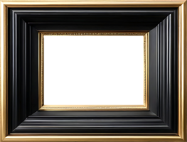 AI generated gold frame with black border on transparent background png