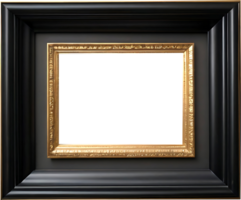 AI generated gold frame with black background png image