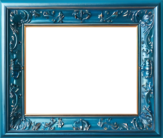 AI generated blue frame with ornate design on transparent background png