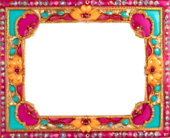 AI generated a colorful frame with a gold frame and colorful flowers png