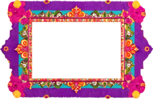 AI generated a colorful frame with flowers and a border png