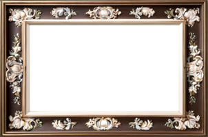 AI generated an empty frame with flowers and shells png