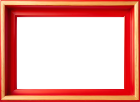 AI generated red frame with gold trim on transparent background png