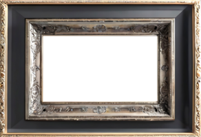 AI generated an empty frame with a gold frame on a transparent background png