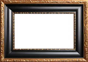 AI generated gold frame with black border on transparent background png