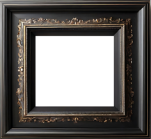 AI generated an empty frame with gold trim on a transparent background png