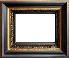 AI generated an empty frame with gold trim on a transparent background png