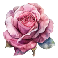 ai generato acquerello pittura di rosa fiore isolato su trasparente sfondo. png