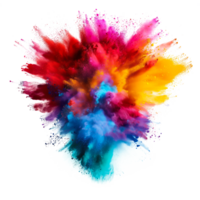 AI generated colorful vibrant rainbow Holi paint color powder explosion isolated on transparent background. png