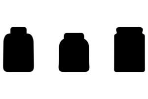 Simple jar silhouette icon set vector