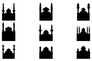 Simple mosque building icon set vector