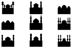 sencillo mezquita edificio icono conjunto vector