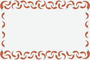 Red hot chili peppers frame. Red pepper border background vector