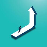 Businessman running to the top of the arrow graph vector