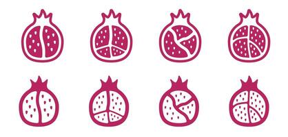 pomegranate fruit icon, red color isolated transparent background vector