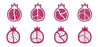 pomegranate fruit icon, red color isolated transparent background vector