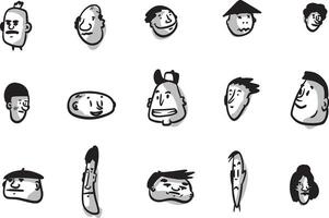 set of various faces with different expressions vector