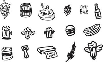 set of small illustrations related to beer vector