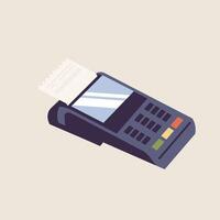 Vector illustration of POS terminal with check. Wireless electronic payment and convenient financial transactions