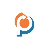 Initial Letter P Up Growing Logo Vector