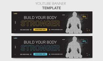 Fitness and gym social media cover design or web banner template vector