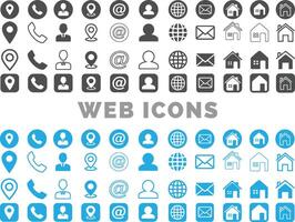 haz de azul y negro plano iconos.contacto icono colocar. vector