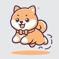 Shiba inu dog running. Vector illustration in cartoon style.