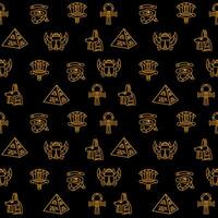 Seamless pattern with Egypt icons on a black background vector
