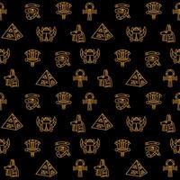 Seamless pattern with Egypt icons on a black background vector