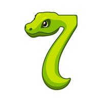 Snake font. Digit 7. Cartoon Seven number. vector