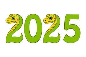 The 2025 year of the snake. Cartoon number 2025. vector