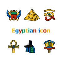 Set of vector design colored Egypt travel icons culture ancient elements