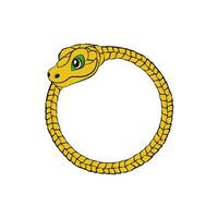 Snake frame. Cartoon snake curled in a ring. vector