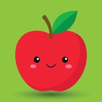 Smiling apple with eyes cute funny apple fruit cartoon style vector design illustration