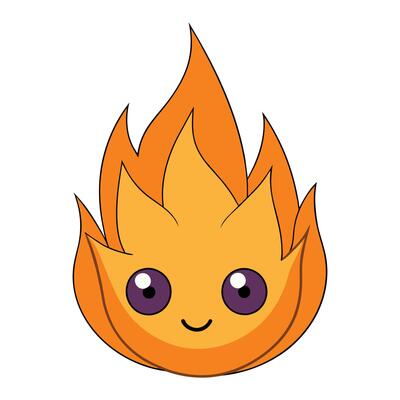 fire flame icon. fire flame cute emoji character isolated on a white background.