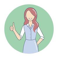 woman with thumbs up in the air enjoys life vector