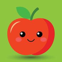 Smiling apple with eyes cute funny apple fruit cartoon style vector design illustration