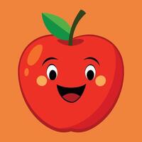 sonriente manzana con ojos linda gracioso manzana Fruta dibujos animados estilo vector diseño ilustración