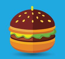 Hand Drawn Burger Vector Illustration. Burger with juicy beef.