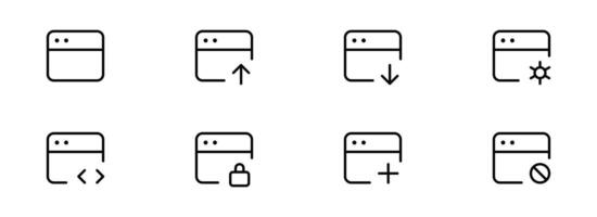 programación y codificación icono colocar. lineal íconos me gusta web desarrollo, código, sitio web, nube, aplicación, datos, software, algoritmo, API, construir, programa. editable ataque, vector