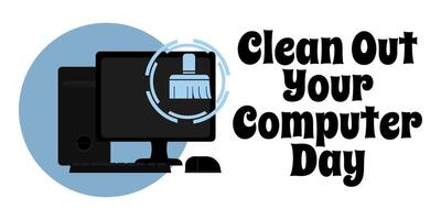 Clean Out Your Computer Day, simple horizontal holiday poster or banner design vector