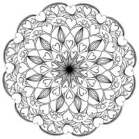 Valentine's Day mandala with decorative elements, coloring page for design or activity vector