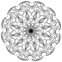 Valentine's Day mandala with decorative elements, coloring page for design or activity vector