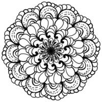 Stylish doodle mandala with round petals and simple curls, meditative zen coloring page for creativity vector