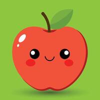 sonriente manzana con ojos linda gracioso manzana Fruta dibujos animados estilo vector diseño ilustración