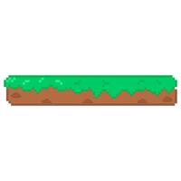 Grass platform for 8-bit games. Vector icon in pixel art style