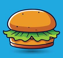 Hand Drawn Burger Vector Illustration. Burger with juicy beef.