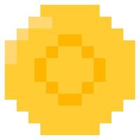 Coin for 8-bit games. Vector icon in pixel art style