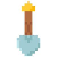 Shovel for 8-bit games. Vector icon in pixel art style